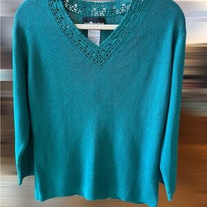 Sag Harbor Turquoise V-Neck Sweater